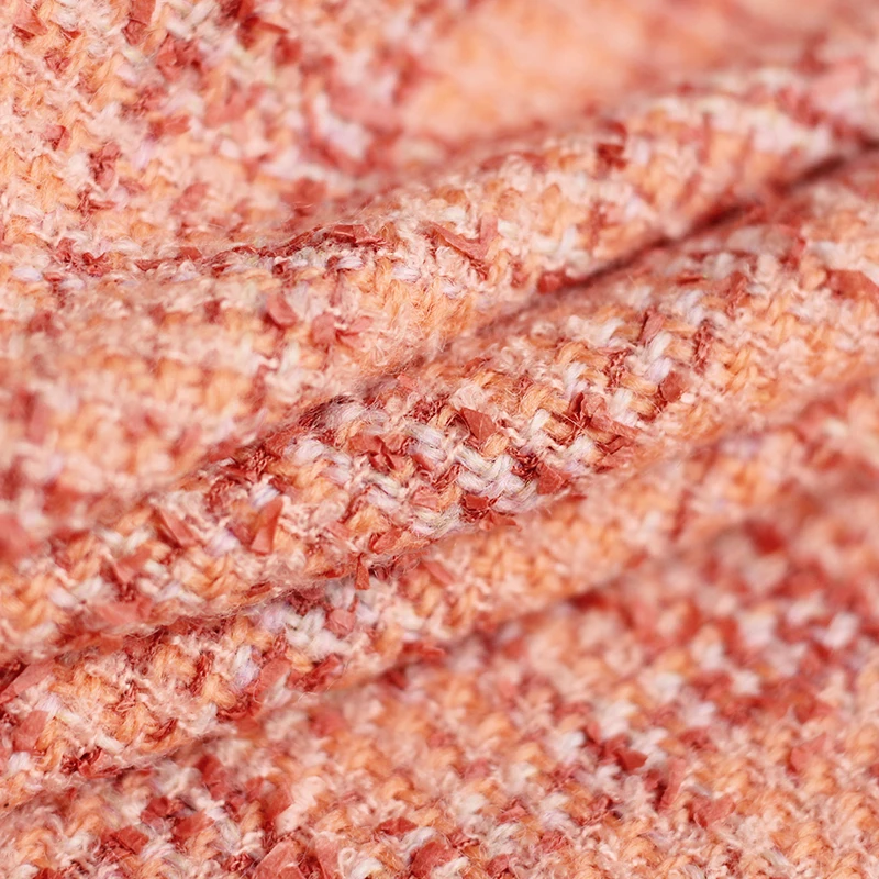 

Red raspberry 520g Orange plaid weave 80% wool; 15% polyester; 5% viscose fiber fabrics clothes Garment sewing materials Free sh