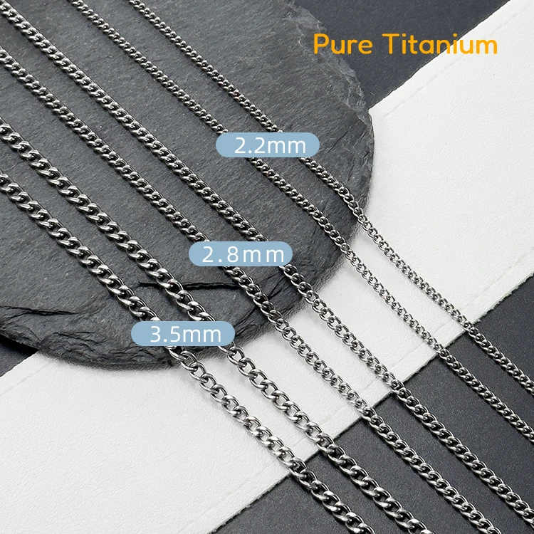 

Fashion 2.2/2.8/3.5/4.5/5.5mm TA1 Pure Titanium Twisted Chain Necklace for Unisex NO Allergic Seamless Welding Cowboy Necklace