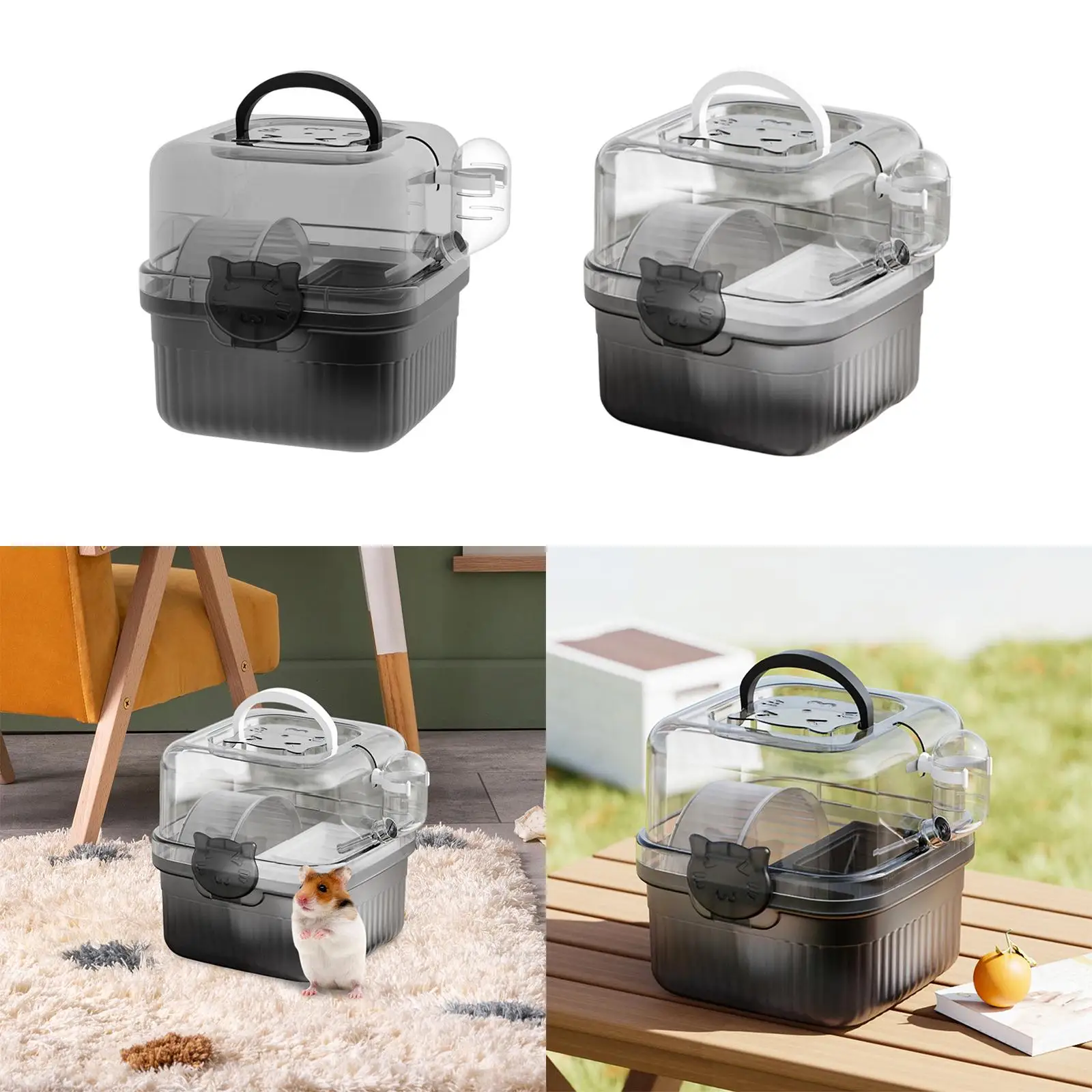 Hamster Cage with Water Bottle Carrying Box Portable Convenient Habitat