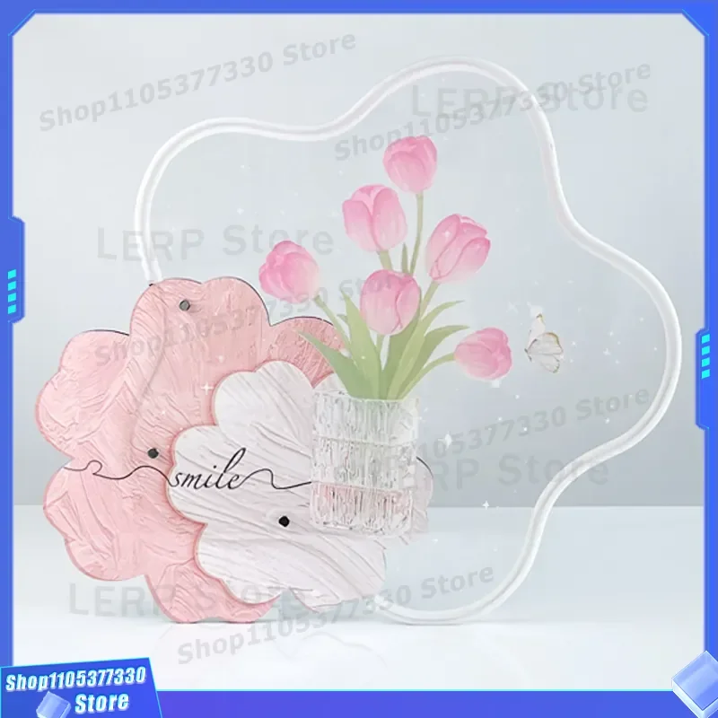 Custom Pink Acrylic Wall Art for Living Room Sofa Background Decorative Painting Dining Room Light Theme Entrance Hallway