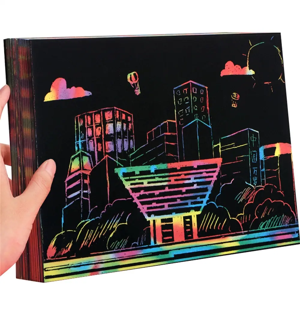 10PCS Laser Engraver Magic Color Rainbow Scratch Card Art Paper 18x25mm 16K A4 Multi-color DIY Carving Materials Drawing Gift