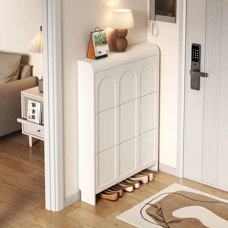 خزائن أحذية على الطراز الكريمي، خزائن أحذية متكاملة موفرة للمساحة، أثاث منزلي أنيق، La Combinaison YSXG #4