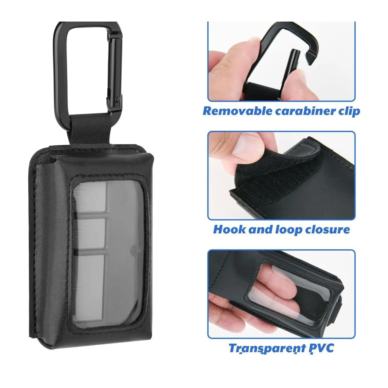 Garage Door Opener Case with Carabiner Universal Anti Lost Holder Remote Organizer Pouch for Car Key Travel Office House Gate