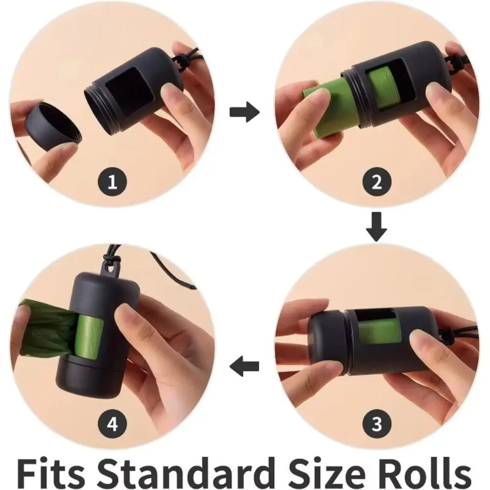 Plastic Cylinder Poop Bag Dispenser Lightweight Solid Color Pet Garbage Bag Dispenser Compact Durable Poop Bags Carrier