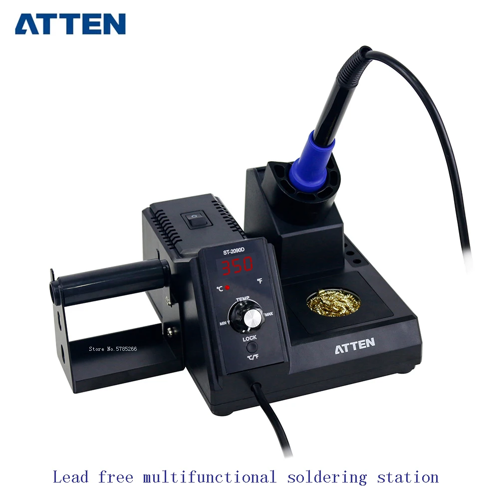 Original ATTEN ST-2090D Multifunctional Lead-free Welding Station Digital Constant Temperature 80W Four Core PTC Heating EU Plug