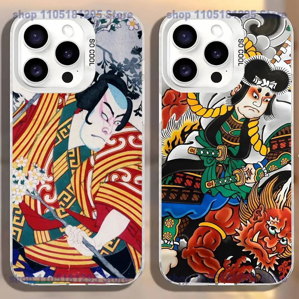 

Japan Ukiyo-e Samurai Sea Phone Case For iPhone17,16,15,14,13,12,11,Mini,Pro,SE,MAX,plus,White Matte Shockproof Cover