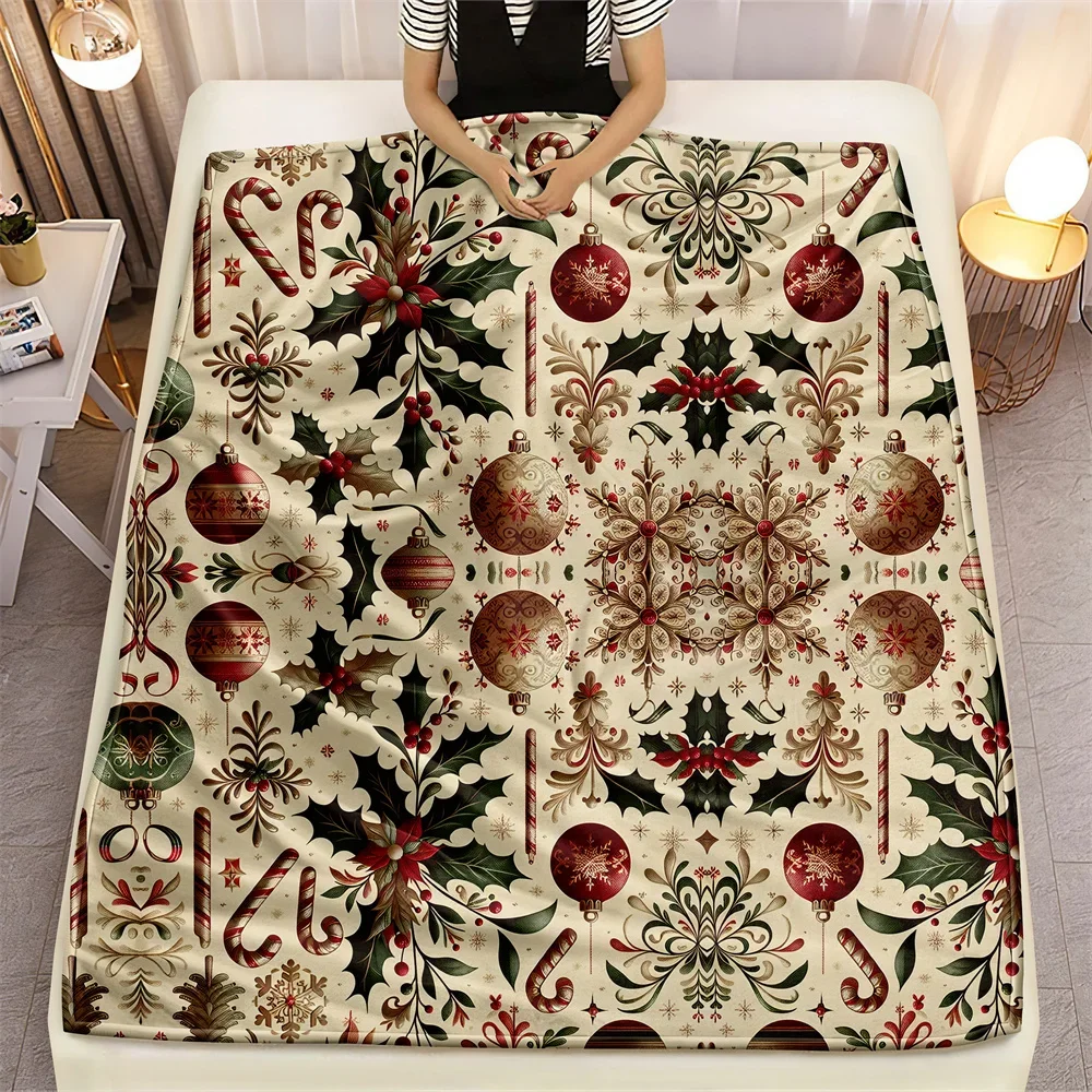 Weihnachtskugel-Mikrofaserdecke, superweiche Überwurfdecken für Bett, Tagesdecke, Sofa, dekorativ, Camping, Picknick, Winter, warme Decke