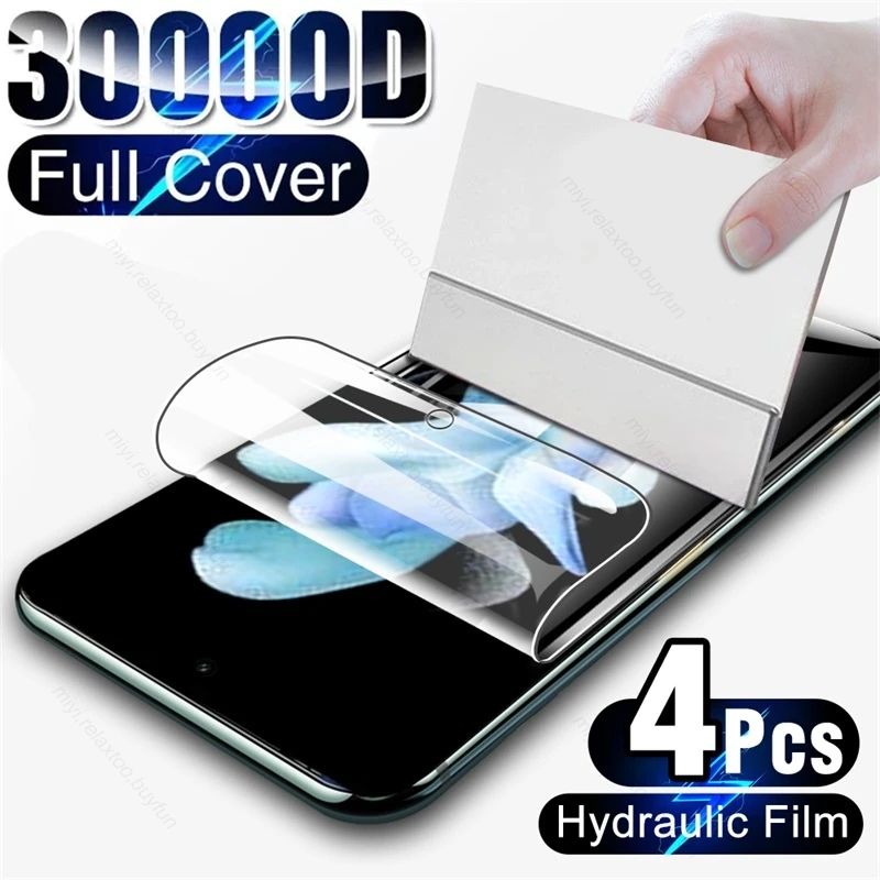 4PCS 30000D Curved Hydrogel Film For Samsung Galaxy Z Flip4 5G Screen Protector Not Glass Samsungs Flip6 Flip5 Flip 6 5 4 ZFlip5