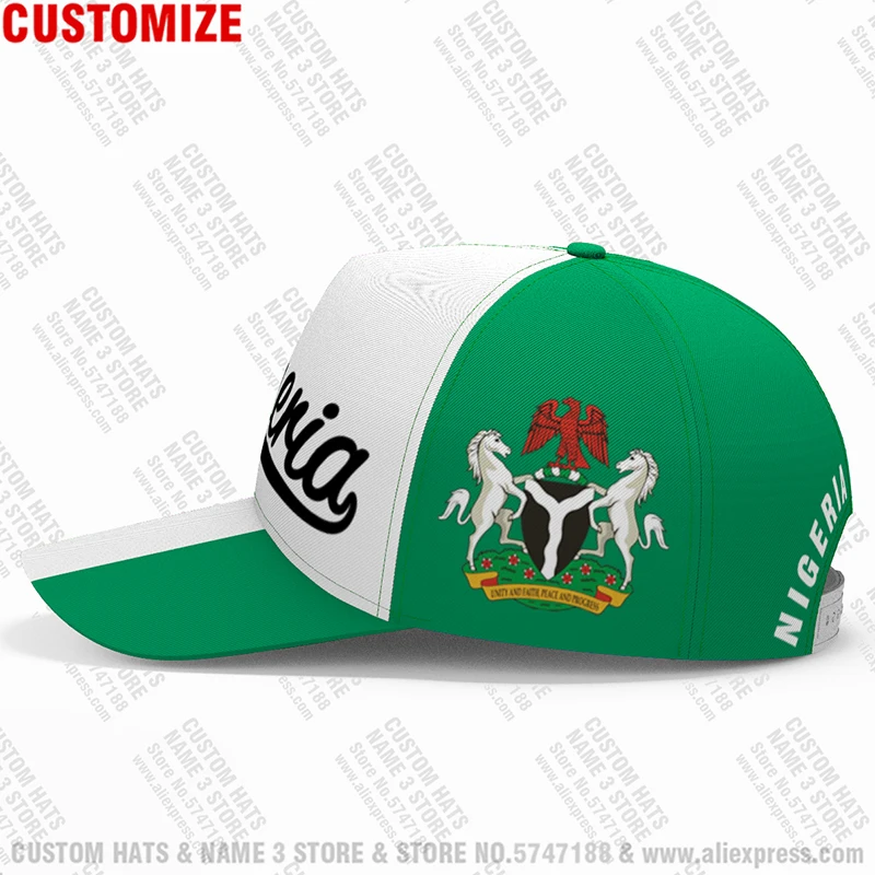 Nigeria male youth custom made name number photo nga casual hat nation flag republic nigerian college baseball cap