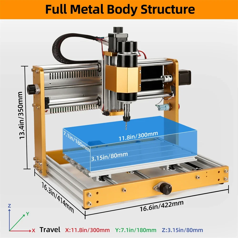 Aluminum CNC 3018 Plus Frame Kit 52mm Diameter Spindle Holder Engraver with 3pcs Nema17 Stepper Motor 42HS48mm Stepping Motors