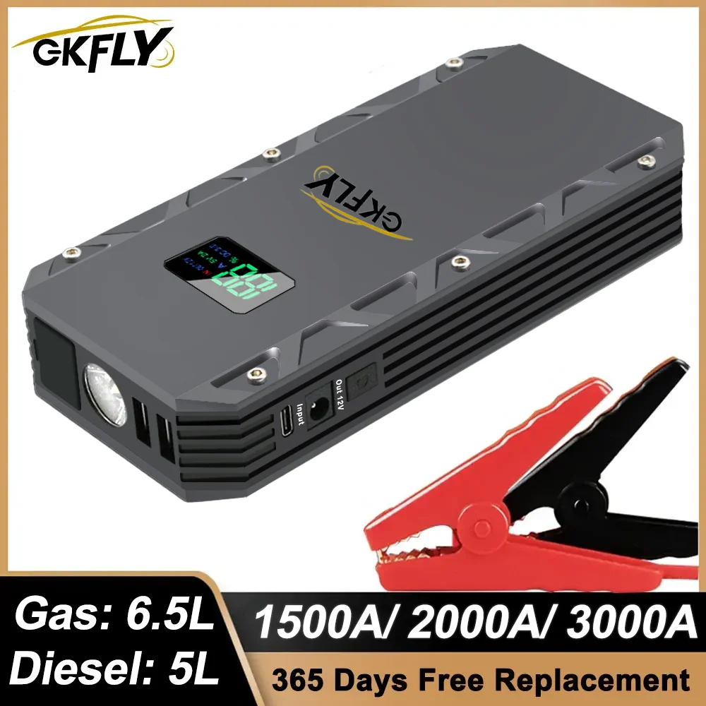 GKFLY Car Jump Starter 18000mAh 1500A 12V Starting Device Power Bank Car Battery Booster Charger For Petrol Diesel Car Starter