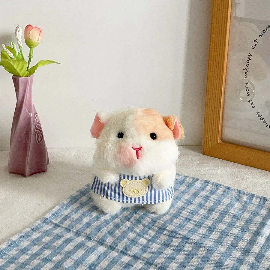 12CM new plush toy backpack keychain pendant kawaii guinea pig hamster plush animal home desktop decoration gift