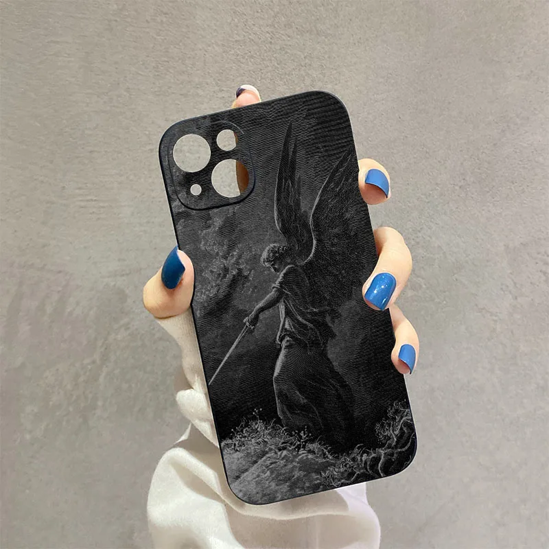 Darkness Devout Saint Aesthetic Art Phone Case Cover for iPhone 15 14 13 12 11 Pro Max XR 7 Plus Case Gift for Men Boyfriend