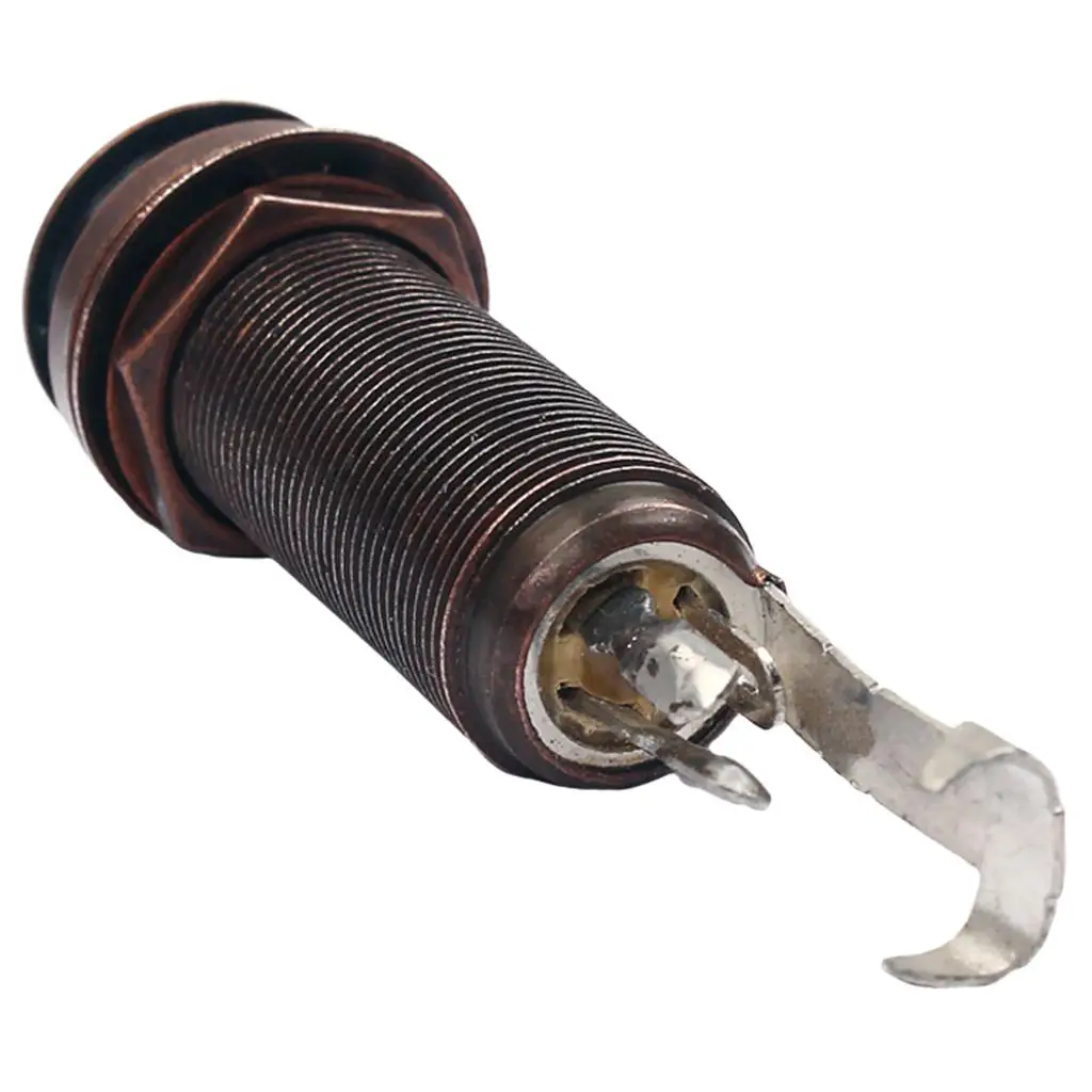 Threaded Cylinder Endpin Copper Stereo Jack Socket for Electric Guitar Bass Output Connection Parts