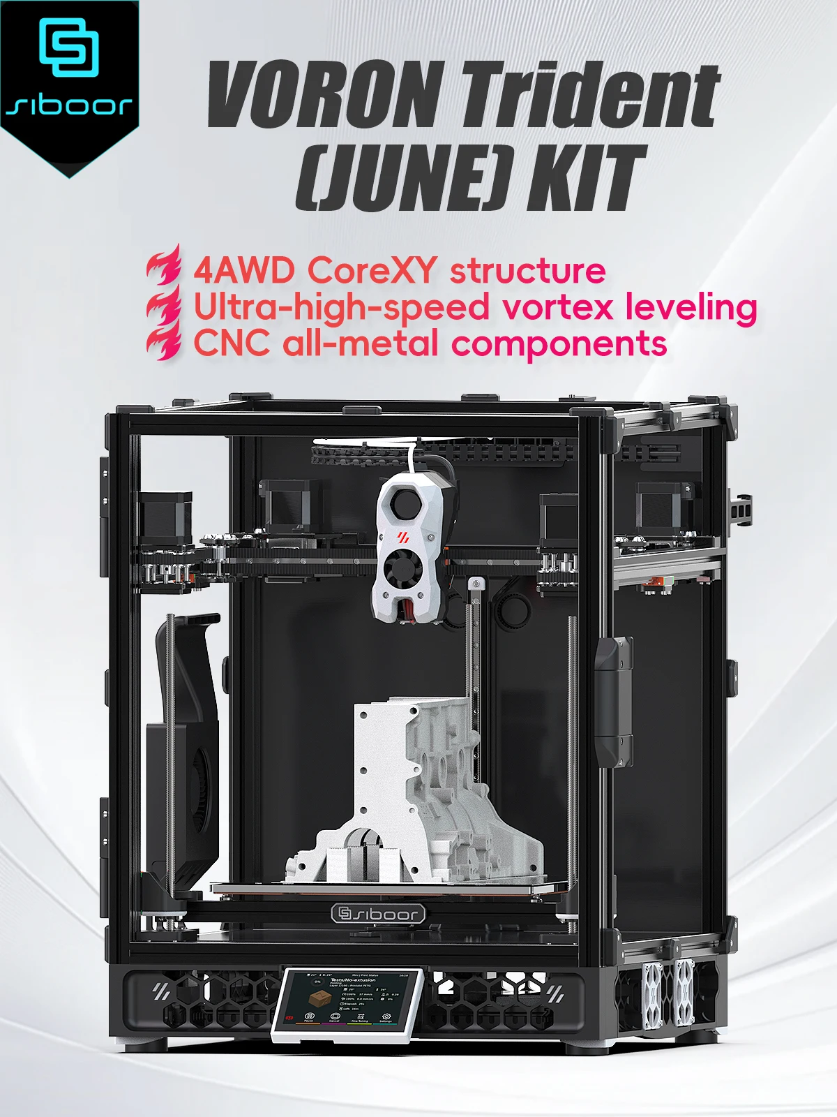

SIBOOR Voron Trident [June] 3D Printer 4AWD with CNC Metal Structure CoreXY DIY High Speed 3D Printer Kits AWD Components Full