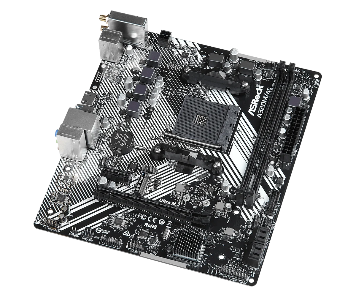 Imagem -04 - Asrock-placa-mãe A320m ac Amd Am4 Ddr4 32gb Ultra M.2 Usb 32 Micro Atx Ryzen 5600 Pro 1500 Cpu