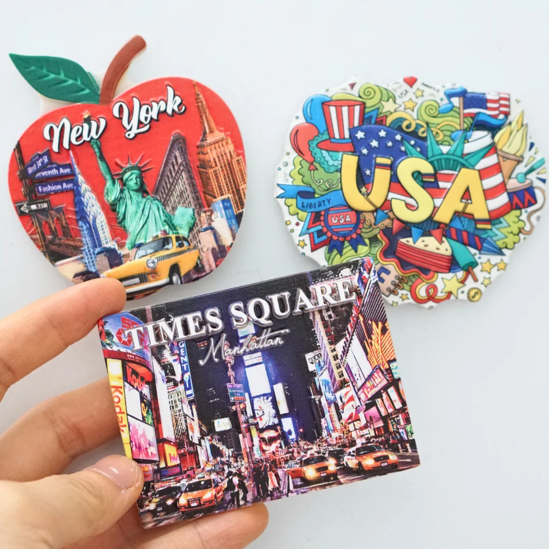 Naklejki na lodówkę w stylu amerykańskim, magnesy na lodówkę w stylu amerykańskim, Times Square New York Magnesy na lodówkę, wystrój domu