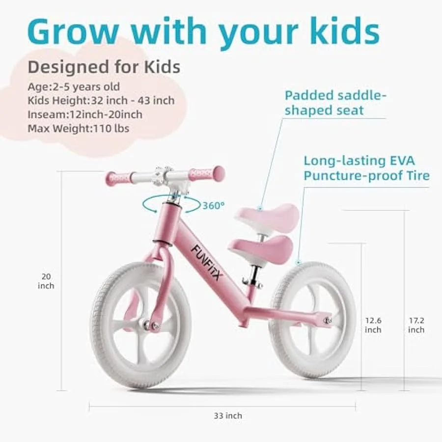 2 Year Toddler Balance Bike - Baby Bikes for 3 4 Years Old - Toddlers Bicycle Without Pedal for Under 6 Age Boy Girl - No Pedal