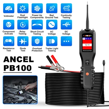 ANCEL PB100 Automotive Power Circuit Probe Tester 12V 24V Car Tester Light Electrical Diagnostic Tool Master Kit AC DC Digital