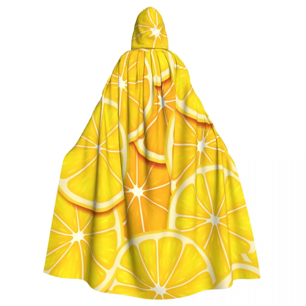 Unisex Witch Party Reversible Hooded Adult Vampires Cape Cloak Textures Lemon Slices Bright