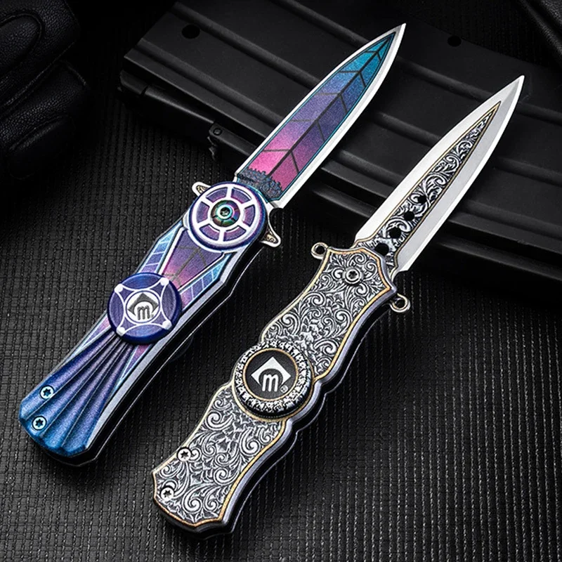 Fingertip Spinner Knife Tactical knife Folding Blade Knives 7Cr13Mov Steel Camping Survival Pocket Outdoor Hunting Knife + Box