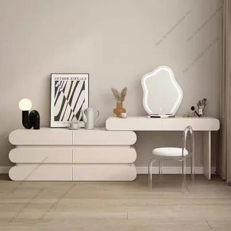 Cream Style Vanity Tables Dressers Vintage Modern Storage Cabinet Dressers With Mirror Minimalist Home Furniture Tocadores LLDT