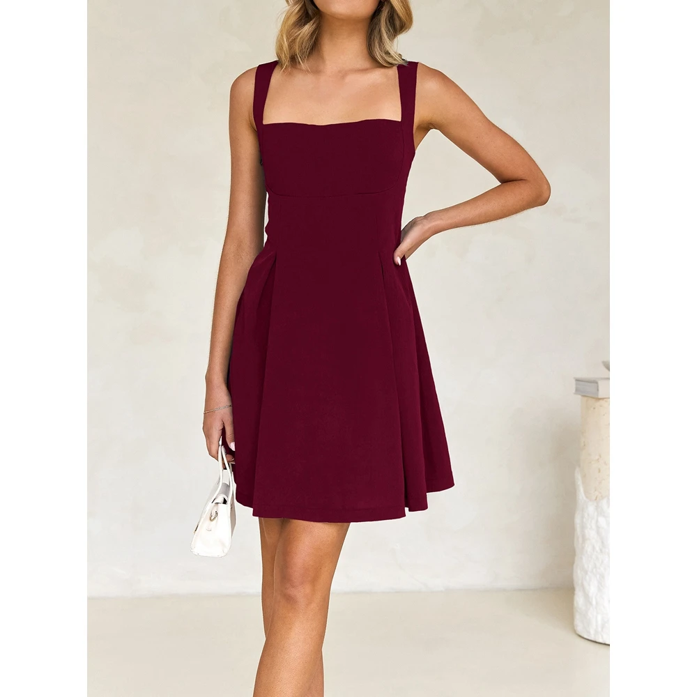 الصلبة اللون مثير أنيق عودة ربطة القوس فيونكة ساحة الرقبة سليم صالح كوكتيل حزب اللباس المرأة ثوب مسائي رسمي #5