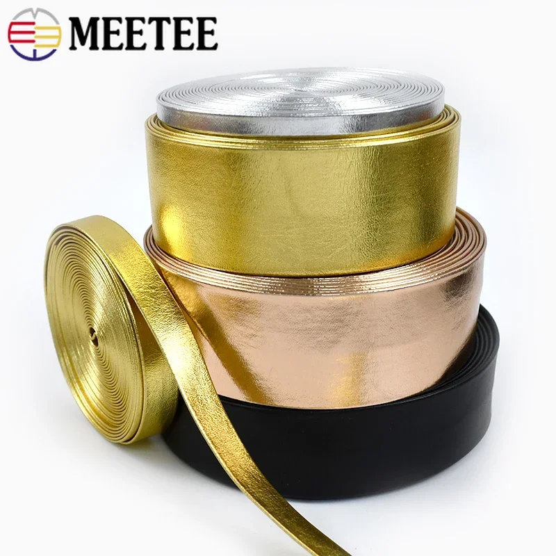 5Meters 5-30mm Synthetic PU Leather Rope Gold Silver Ribbon Cord for Bows Strap Necklace Clothes Decoration Band DIY Accessories