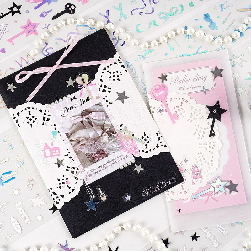New Cute Gilt Stardust Ballet Style Decoration Adhesive Masking Tape Students Scrapbooking Journal Collage DIY Material Sticker