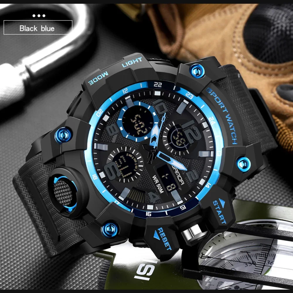 Sanda SD6021 عارضة طالب المدرسة الثانوية طالب الرياضة متعددة الوظائف للماء LED الساعات الإلكترونية للرجال