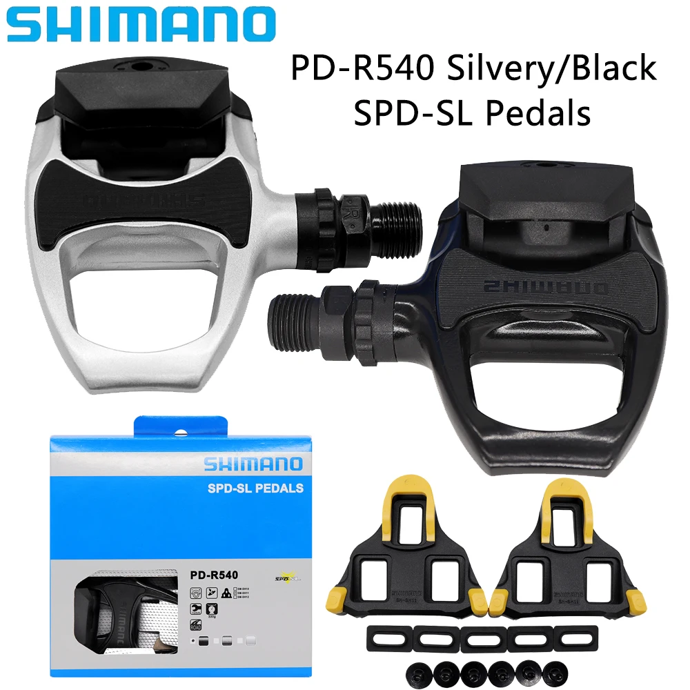 SHIMANO Road Bike Pedal PD-R540 Self-locking Black Silvery SPD Pedals for Road Bike with SH11 Cleats Original Bicycle Parts