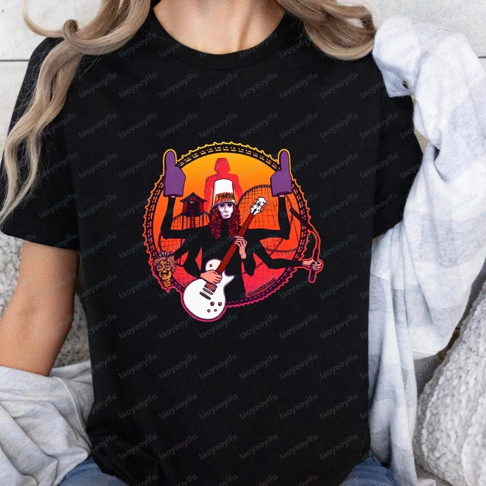 Retro Buckethead Electric Guitarist Summer Fashion Short-sleeved Men's and Women's Universal Round-neck Comfortable T-shirt