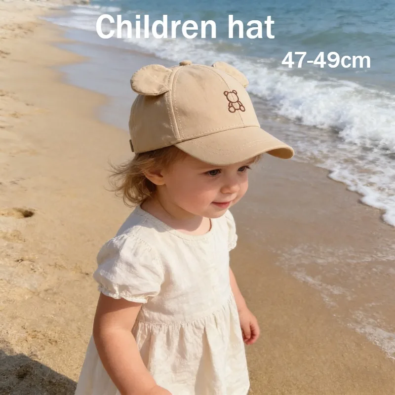 

Детская бейсболка для девочек и мальчиков, 47-49 см, 1-3 года, с милой вышивкой медведя, регулируемая, для путешествий, солнцезащитная, для малышей