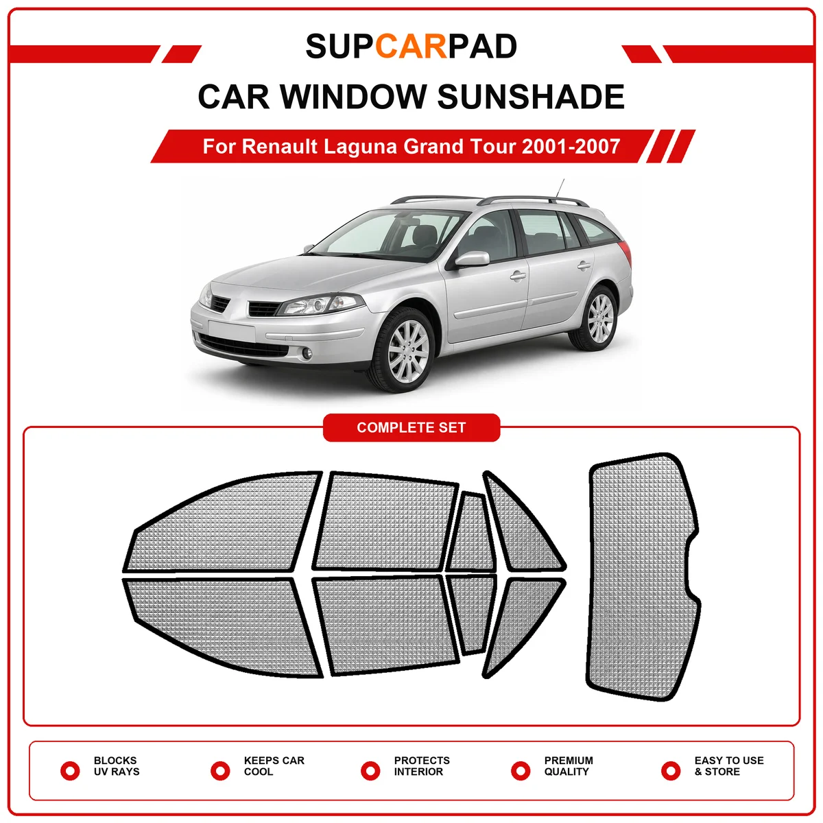 For Renault Laguna Grand Tour 2001-2007 Pre‑Cut Auto Window Sunshade Anti‑UV Car Sun Visor Protector