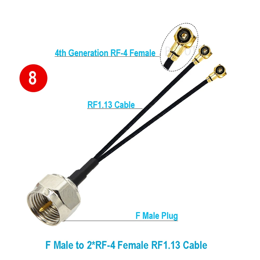 1PCS 1 to 2 Splitter Cable 1 x F Male/Female to 2 x U.fl IPX Female RF1.13 Cable Antenna Extension Jumper Pigtail BEVOTOP