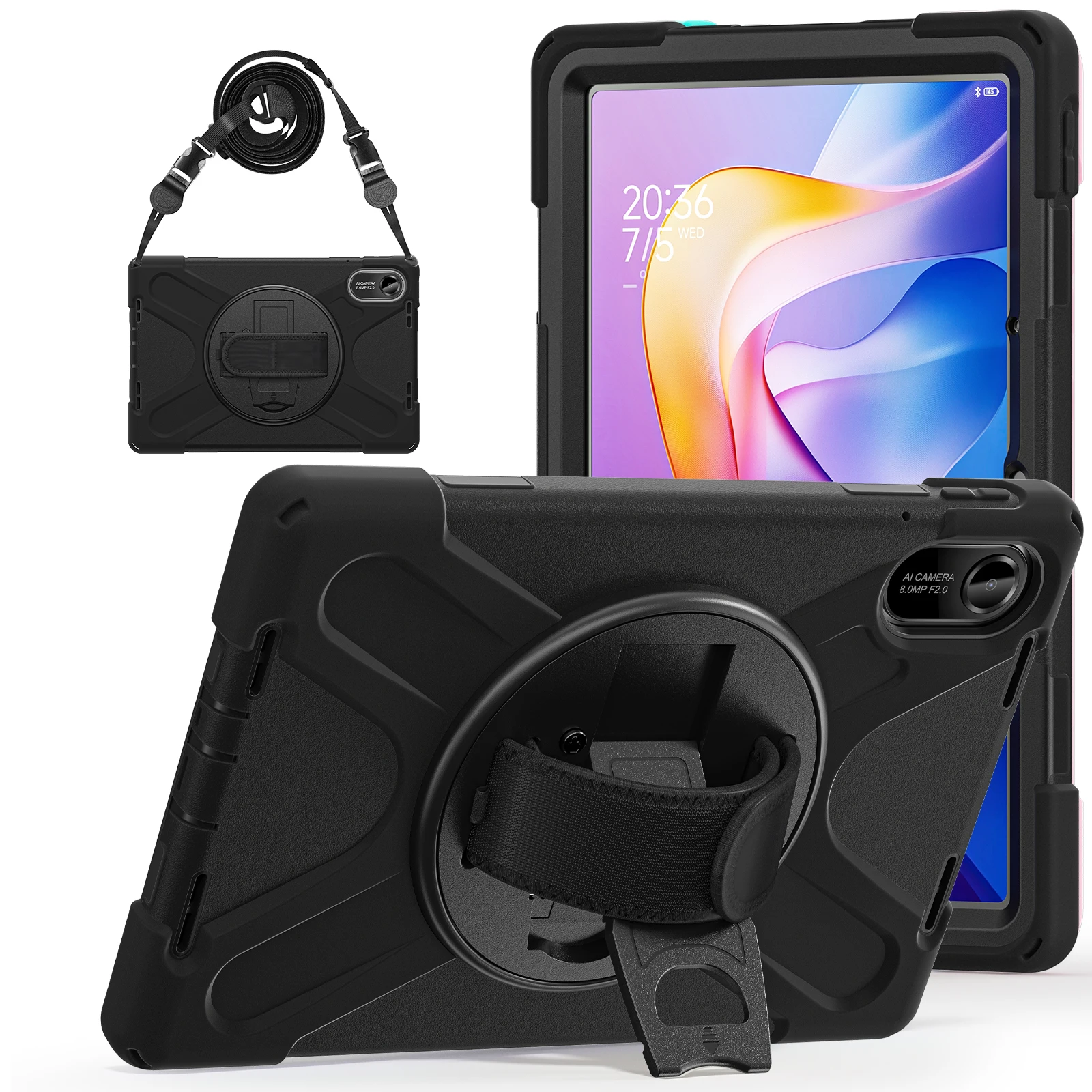 Heavy Duty Case For Xiaomi Redmi Pad 2 2025 11.0 inch Model 25040RP0AG 25040RP0AI Rotating Stand Armor Cover With Shoulder Strap