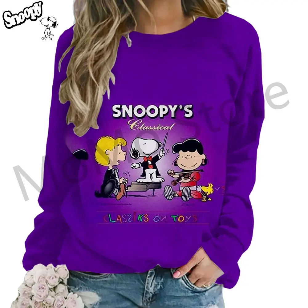 Snoopy Women\'s Long Sleeve Sweatshirts O Neck Pullovers Leisure 2024 3D Print Y2k Streetwear Kawaii Clothes High Quality Lovely