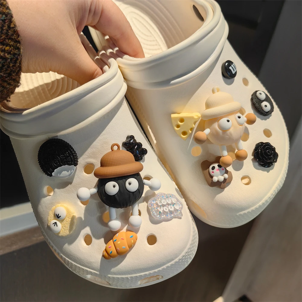 Shoe Charm DIY 3D Black and White Cartoon Animal Shoe Decorations Accessories Charms for Clogs Bogg Bag Slides Sandals