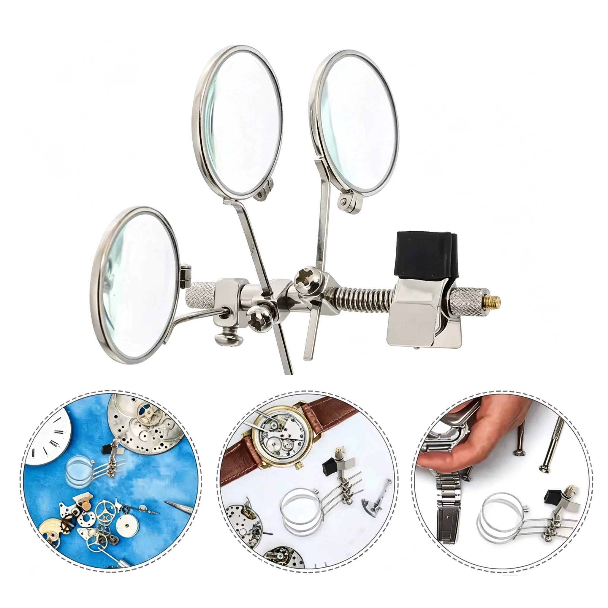 10-fache Clip-On-Brillenlupe mit Doppel- oder Dreifachlinsen, Mini-Monokularlupe mit drehbarer Linse für Uhrenreparaturen – Detail 10