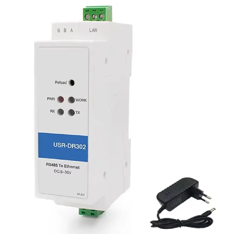 

Конвертер последовательного порта RS485 в Ethernet ABBN-DIN-Rail, сервер IoT-устройств USR-DR302, поддержка Modbus, вилка стандарта ЕС