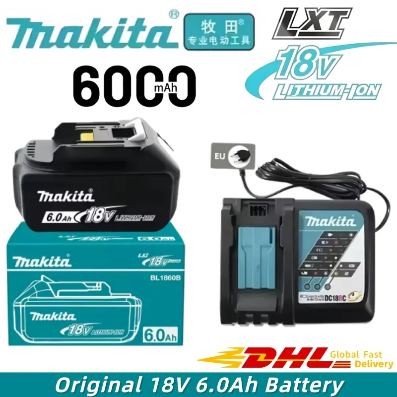 

18V 6.0Ah Genuine Makita Original Lithium Battery Stable Power Output Compatible with BL1830B BL1840 BL1850 BL1850B BL1860