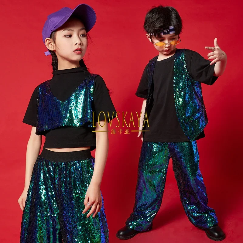 Children's sequin performance clothing, children's jazz dance street dance performance clothing,walking show stage clothing