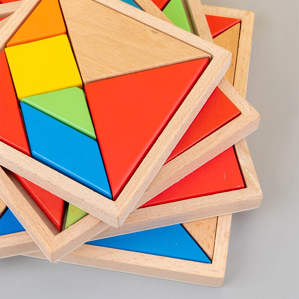 2er-Set, 2er-Set, buntes Holz-Tangram-Puzzle, pädagogisches Formerkennungsspielzeug, Lernspiel für Kleinkinder und Kinder