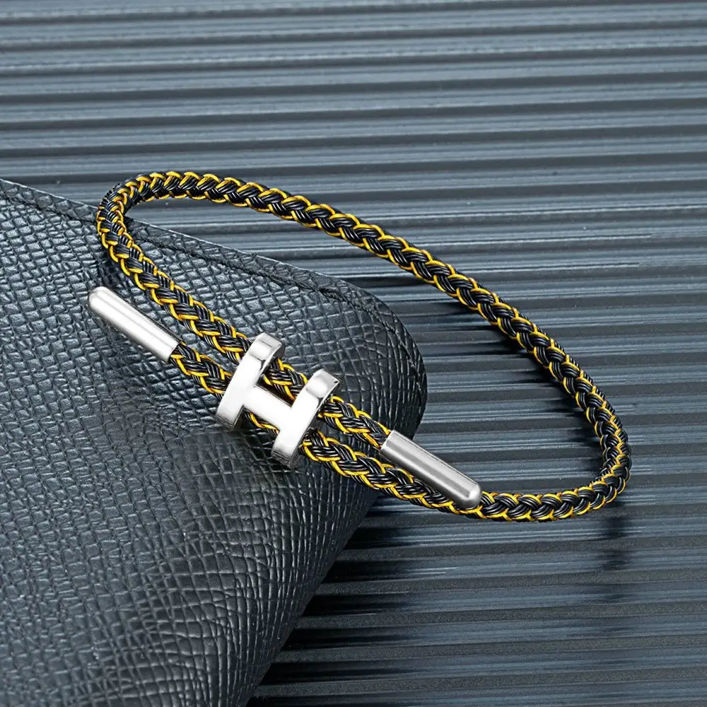 

Trendy I Shaped Bracelet Waterproof Steel Cord Adjustable Unisex Couple Matching Wristband Stylish Gift