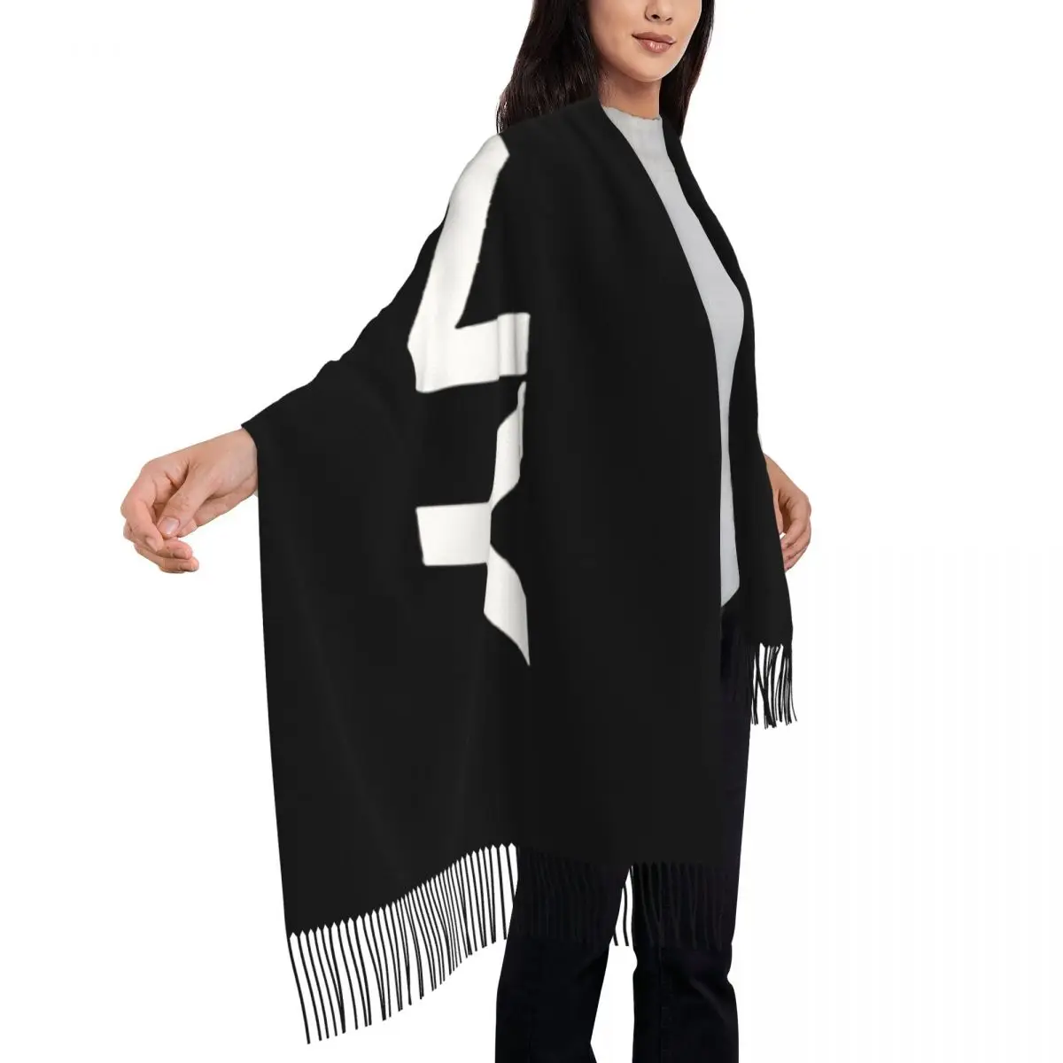 Womens D-DKNYS Logo Cashmere Scarf Light Pashmina Shawls and Wraps Scarves forOffice