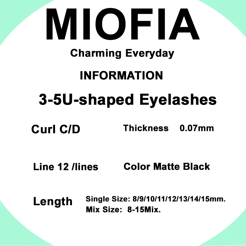 MIOFIA U-شكل ثلاثية الأبعاد 4D 5D الرموش ملحقات 8-15 مللي متر الطبيعية لينة U جلدة قسط المنك البرازيلي Cilios المنك الرموش الصناعية