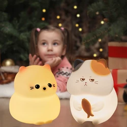 Cute Kitty Led Night Light Rechargeable Silicone Cat Table Lamp for Toddler Kids Room Bedroom Baby Nursery Lamp Birthday Gifts