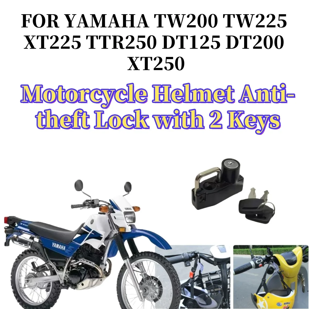 Trava para capacete de motocicleta com 2 chaves, acessórios para motocicleta para yamaha tw 200 tw 225 xt 225 ttr 250 dt 125 dt 200 xt 250