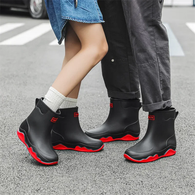 2024 Womens Rain Shoes Summer Ankle Boots Casual Women Flat Rain Boots Fashion Work Rain Boots Rubber Waterproof Botas De Lluvia