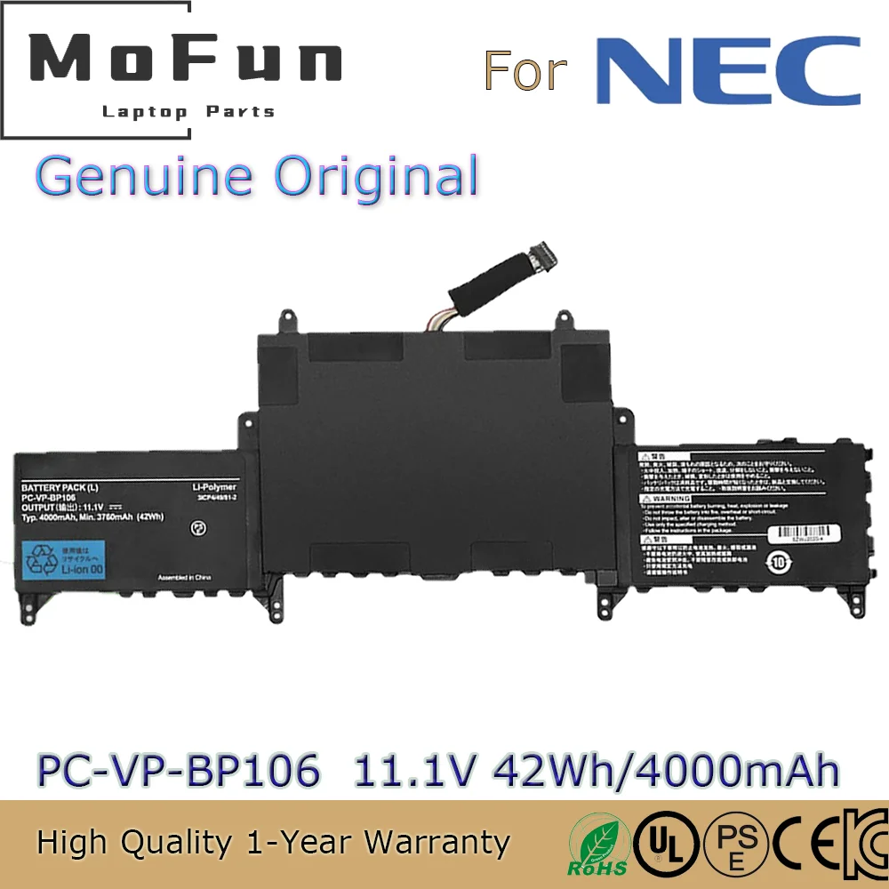 

Brand New Original PC-VP-BP106 11.1V 42Wh Laptop Battery for NEC LAVIE HZ550 HZ750 PC-GN246W3G6 3ICP4/49/81-2